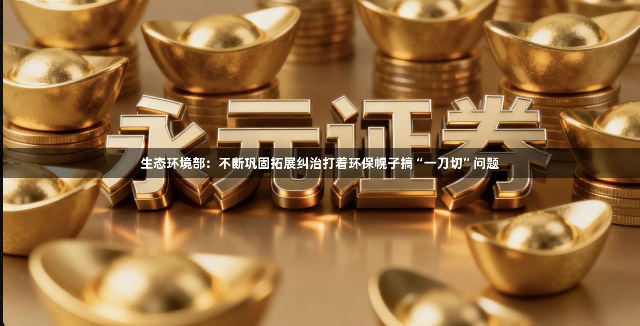 生态环境部：不断巩固拓展纠治打着环保幌子搞“一刀切”问题